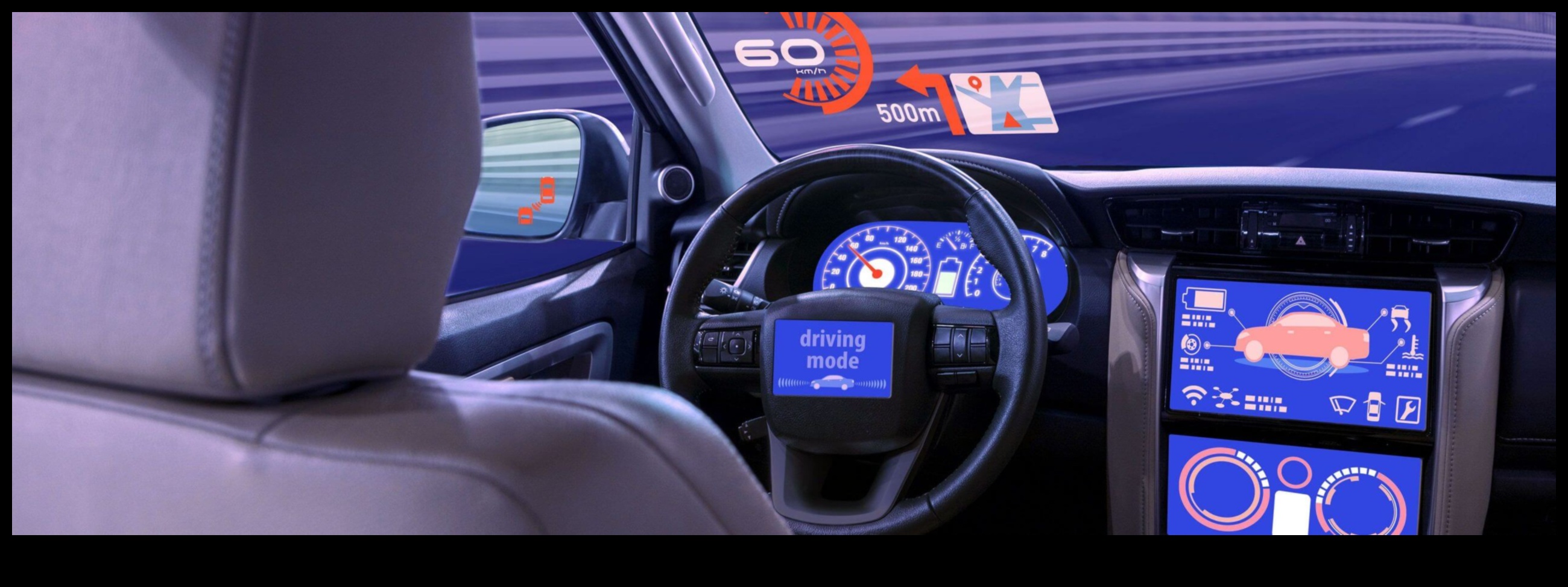 Viedie ekrāni uz riteņiem: automašīnā iebūvēta displeja elektronika maksimālai ērtībai